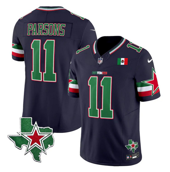 Men's Dallas Cowboys #11 Micah Parsons 2024 Mexico Navy F.U.S.E. Stitched Football Jersey Men's Dallas Cowboys #11 Micah Parsons 2024 Mexico Navy F.U.S.E. Stitched Football Jersey
